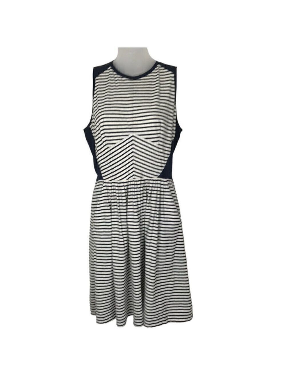REBECCA Taylor Striped Dress Navy With Pockets Size  M